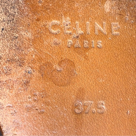 CELINE size 37.5 black/brown color block 2tone CALFSKIN platform wedge BOOTIES - Picture 3 of 16